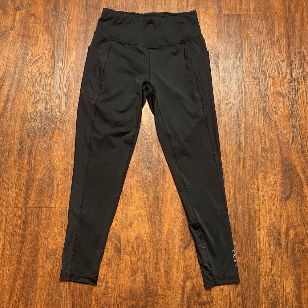 ROKA Black Leggings Tight Women’s Sz M Fitted Mesh Sides Pockets